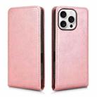 For iPhone 16 Pro Max Magnetic Vertical Flip Leather Phone Case(Rose Gold) - 2