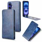 For iPhone 16 Magnetic Vertical Flip Leather Phone Case(Blue) - 1