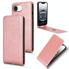 For iPhone 16e Magnetic Vertical Flip Leather Phone Case(Rose Gold) - 1