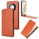 For Honor X60 5G / X9c Smart Magnetic Vertical Flip Leather Phone Case(Brown) - 1