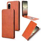 For Sony Xperia 5 IV Magnetic Vertical Flip Leather Phone Case(Brown) - 1