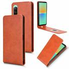 For Sony Xperia 10 IV Magnetic Vertical Flip Leather Phone Case(Brown) - 1