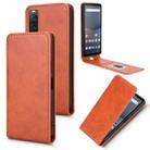 For Sony Xperia 10 V Magnetic Vertical Flip Leather Phone Case(Brown) - 1