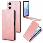 For Sony Xperia 1 VI Magnetic Vertical Flip Leather Phone Case(Rose Gold) - 1