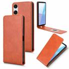 For Sony Xperia 1 VI Magnetic Vertical Flip Leather Phone Case(Brown) - 1