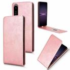 For Sony Xperia 1 IV Magnetic Vertical Flip Leather Phone Case(Rose Gold) - 1