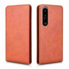 For Sony Xperia 1 IV Magnetic Vertical Flip Leather Phone Case(Brown) - 2