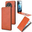 For OnePlus 13 Magnetic Vertical Flip Leather Phone Case(Brown) - 1