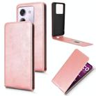 For Xiaomi Poco M7 Pro 5G / Redmi Note 14 5G Magnetic Vertical Flip Leather Phone Case(Rose Gold) - 1