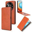 For ZTE Blade A75 5G Magnetic Vertical Flip Leather Phone Case(Brown) - 1