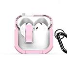 For AirPods 4 DUX DUCIS PECN Series Split Two-color Transparent Earphone Case with Hook(Pink White) - 1