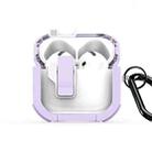 For AirPods 4 DUX DUCIS PECN Series Split Two-color Transparent Earphone Case with Hook(Purple White) - 1
