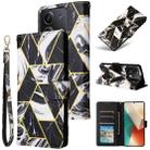 For Redmi Note 13 5G Global Marble Bronzing Stitching Leather Phone Case(Black) - 1