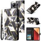 For Redmi Note 13 Pro 4G Marble Bronzing Stitching Leather Phone Case(Black) - 1