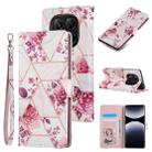 For Redmi Note 14 Pro 5G Marble Bronzing Stitching Leather Phone Case(Rose Gold) - 1