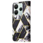 For Redmi Note 14 5G Marble Bronzing Stitching Leather Phone Case(Black) - 3