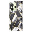 For Redmi Note 14 4G 164.84mm Marble Bronzing Stitching Leather Phone Case(Black) - 3
