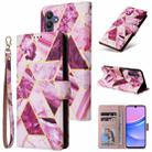 For Samsung Galaxy A16 5G Marble Bronzing Stitching Leather Phone Case(Purple) - 1