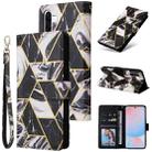 For Samsung Galaxy A56 5G Marble Bronzing Stitching Leather Phone Case(Black) - 1