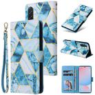 For Samsung Galaxy A36 5G Marble Bronzing Stitching Leather Phone Case(Blue) - 1