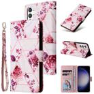 For Samsung Galaxy S25 5G Marble Bronzing Stitching Leather Phone Case(Rose Gold) - 1