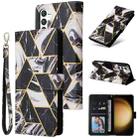 For Samsung Galaxy S25+ 5G Marble Bronzing Stitching Leather Phone Case(Black) - 1