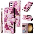 For Samsung Galaxy S25+ 5G Marble Bronzing Stitching Leather Phone Case(Purple) - 1