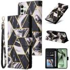 For Samsung Galaxy S24 FE 5G Marble Bronzing Stitching Leather Phone Case(Black) - 1