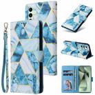 For Samsung Galaxy S24 FE 5G Marble Bronzing Stitching Leather Phone Case(Blue) - 1