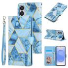For Samsung Galaxy S25 Edge 5G Marble Bronzing Stitching Leather Phone Case(Blue) - 1