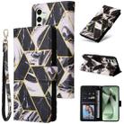 For Samsung Galaxy S25 FE 5G Marble Bronzing Stitching Leather Phone Case(Black) - 1