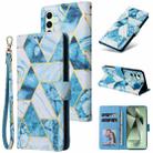 For Samsung Galaxy S25 FE 5G Marble Bronzing Stitching Leather Phone Case(Blue) - 1