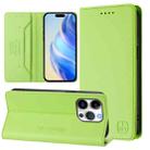 For iPhone 16 Pro Max RC01 Dual-Folded Magnetic Suction RFID Leather Phone Case(Grass Green) - 1