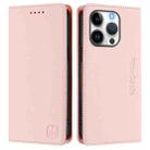 For iPhone 16 Pro Max RC01 Dual-Folded Magnetic Suction RFID Leather Phone Case(Pink) - 2