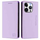 For iPhone 16 Pro Max RC01 Dual-Folded Magnetic Suction RFID Leather Phone Case(Light Purple) - 2