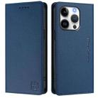 For iPhone 16 Pro Max RC01 Dual-Folded Magnetic Suction RFID Leather Phone Case(Dark Blue) - 2