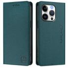 For iPhone 16 Pro Max RC01 Dual-Folded Magnetic Suction RFID Leather Phone Case(Dark Green) - 2