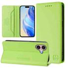 For iPhone 16 Plus RC01 Dual-Folded Magnetic Suction RFID Leather Phone Case(Grass Green) - 1