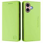 For iPhone 16 Plus RC01 Dual-Folded Magnetic Suction RFID Leather Phone Case(Grass Green) - 2