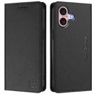 For iPhone 16 Plus RC01 Dual-Folded Magnetic Suction RFID Leather Phone Case(Black) - 2