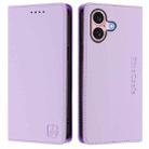 For iPhone 16 Plus RC01 Dual-Folded Magnetic Suction RFID Leather Phone Case(Light Purple) - 2