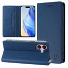 For iPhone 16 Plus RC01 Dual-Folded Magnetic Suction RFID Leather Phone Case(Dark Blue) - 1