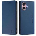 For iPhone 16 Plus RC01 Dual-Folded Magnetic Suction RFID Leather Phone Case(Dark Blue) - 2