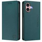 For iPhone 16 Plus RC01 Dual-Folded Magnetic Suction RFID Leather Phone Case(Dark Green) - 2