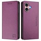 For iPhone 16 Plus RC01 Dual-Folded Magnetic Suction RFID Leather Phone Case(Violet) - 2