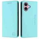 For iPhone 16 RC01 Dual-Folded Magnetic Suction RFID Leather Phone Case(Mint Green) - 2