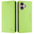 For iPhone 16 RC01 Dual-Folded Magnetic Suction RFID Leather Phone Case(Grass Green) - 2