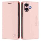 For iPhone 16 RC01 Dual-Folded Magnetic Suction RFID Leather Phone Case(Pink) - 2