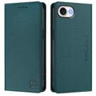 For iPhone SE 2024 RC01 Dual-Folded Magnetic Suction RFID Leather Phone Case(Dark Green) - 2