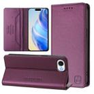 For iPhone SE 2024 RC01 Dual-Folded Magnetic Suction RFID Leather Phone Case(Violet) - 1